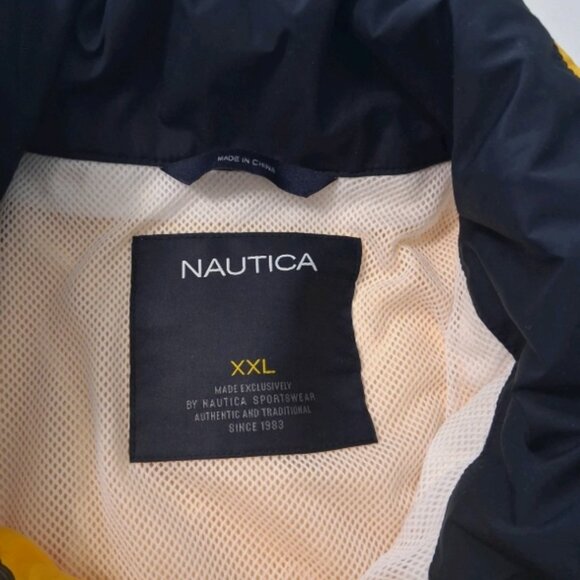 Nautica Sailing Jacket Men's 2XL Full Zip With Concealed Hoodie Y2K Impermeable - Picture 3 of 11